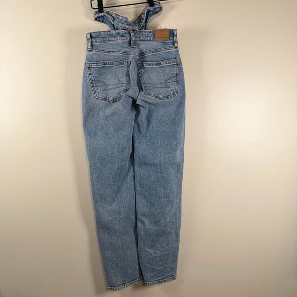 American Eagle Super High Rise Baggy Straight Jeans Mid Wash Womens Size 000 - Picture 11 of 13